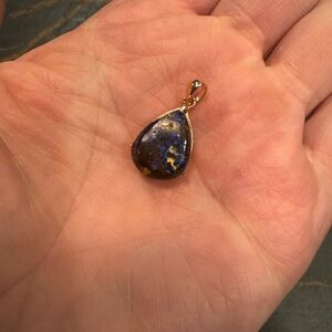 Elegant Blue and Gold Teardrop Australian boulder opal Pendant